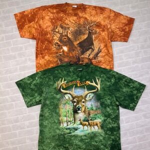 Vintage Whitetail Deer Mens XL Lot Tie Dye Nature Graphic T Shirts Hunting